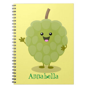 Cute custard apple cherimoya cartoon notebook