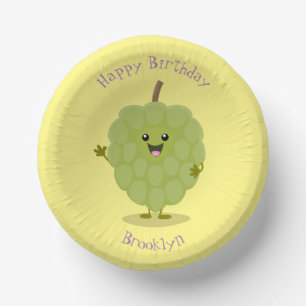 Cute custard apple cherimoya cartoon paper plate