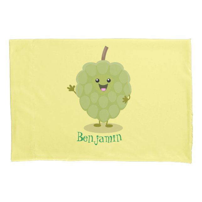 Cute custard apple cherimoya cartoon  pillowcase (Front)