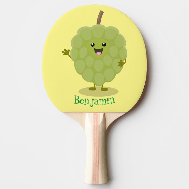 Cute custard apple cherimoya cartoon ping pong paddle (Front)