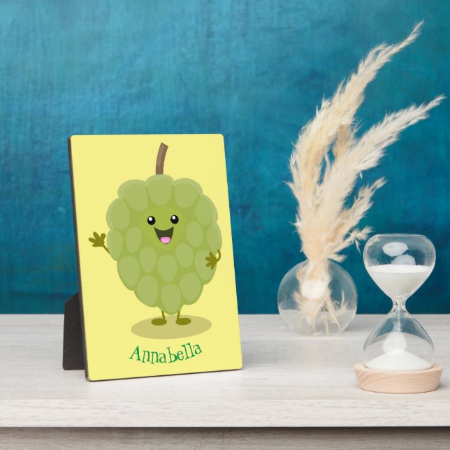 Cute custard apple cherimoya cartoon plaque (Side)