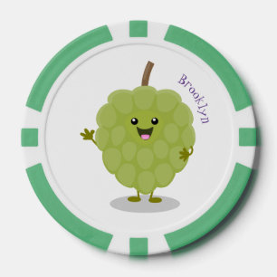 Cute custard apple cherimoya cartoon poker chips
