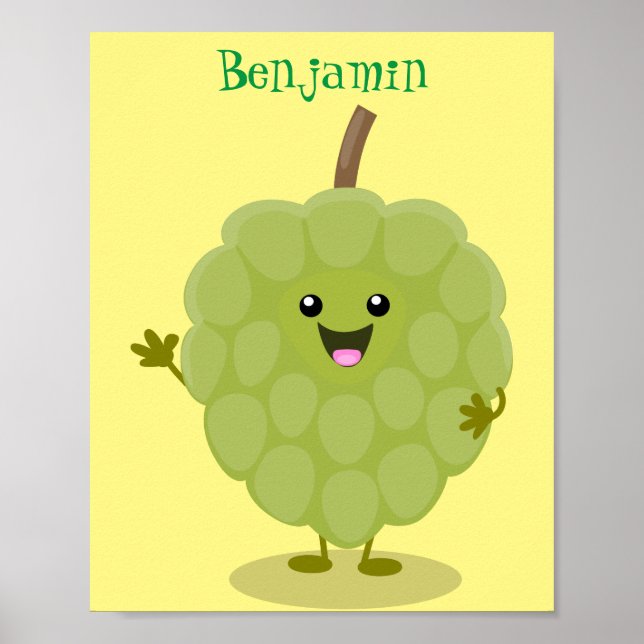 Cute custard apple cherimoya cartoon  poster (Front)
