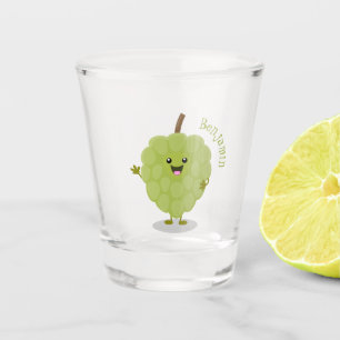 Cute custard apple cherimoya cartoon shot glass