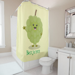 Cute custard apple cherimoya cartoon shower curtain