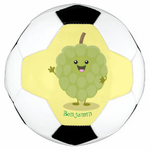 Cute custard apple cherimoya cartoon soccer ball