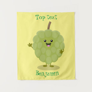 Cute custard apple cherimoya cartoon  tapestry
