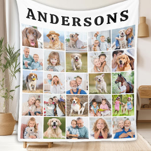 Cute Custom 25 Photos Collage Family Pets Dog Kids Fleece Blanket