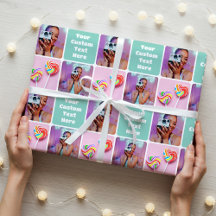 Cute Custom 3 Photo Modern Retro Green Pattern