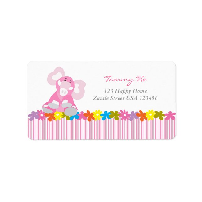Cute Custom Address Label - Elephant (Front)