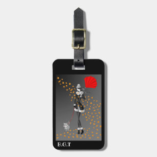 Cute Custom Autumn Dog Walk Luggage Tag