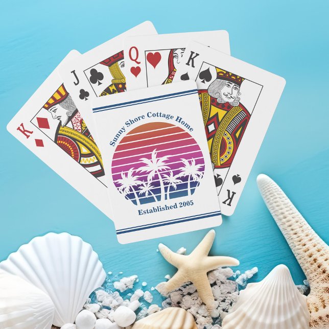 Cute Custom Beach House Palm Trees Playing Cards (Creator Uploaded)
