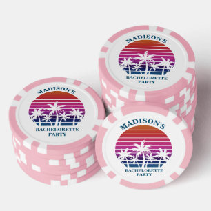 Cute Custom Beach Palm Trees Bachelorette Party Poker Chips