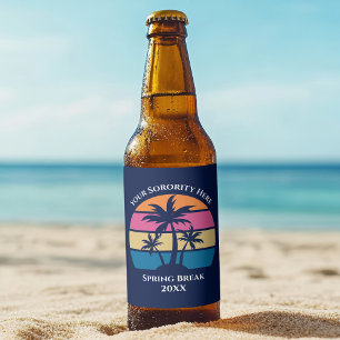Cute Custom Beach Party Palm Trees Blue Beer Bottle Label