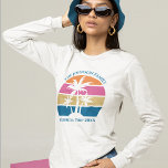 Cute Custom Beach Trip Long Sleeve Women's T-Shirt<br><div class="desc">This cute tropical palm tree sunset women's long sleeve t-shirt is perfect for a summer beach trip with your college friends or a fun cruise ship getaway vacation with the family. Personalise a set of customised tees for your group outing to the coast or an island family reunion in Florida...</div>