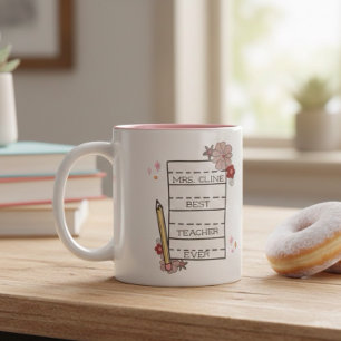 Cute Custom Best Teacher Two-Tone Coffee Mug