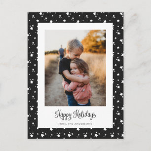 Cute Custom Black Stars Photo Holiday Postcards