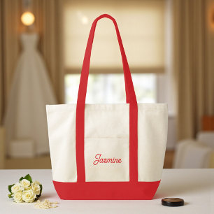 Cute Custom Bridesmaid Gift Red Tote Bag