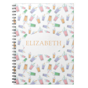 Cute Custom Bubble Tea Boba Pastel Notebook