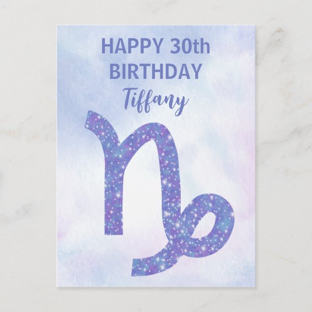 Cute Custom Capricorn Astrology Sign Birthday Postcard (Front)