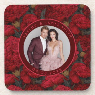 Cute Custom Carnation Fantasy Fall Wedding Coaster