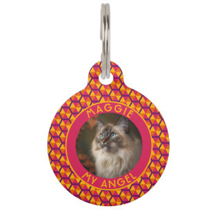 Cute Custom Cat Dad Gift Honeycomb Motif Pet Tag