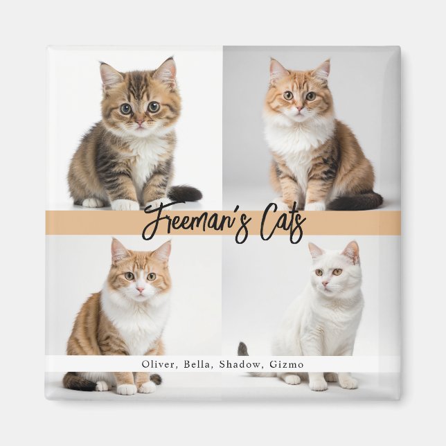 Cute Custom Cat Photo Family Magnet (Front)