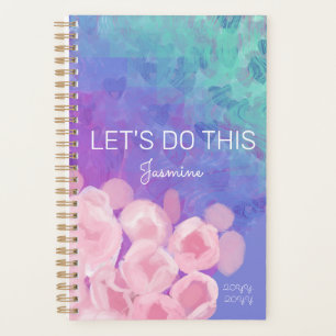 Cute Custom Cherry Blossoms Colourful Hearts Planner