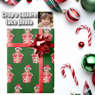 Cute Custom Child Face Photo Christmas Gift Wrapping Paper