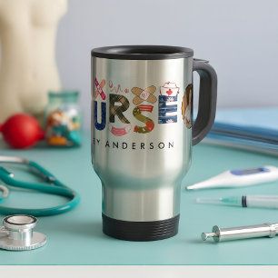 Cute Custom Christmas Nurse Gift 2 Photos Name Travel Mug