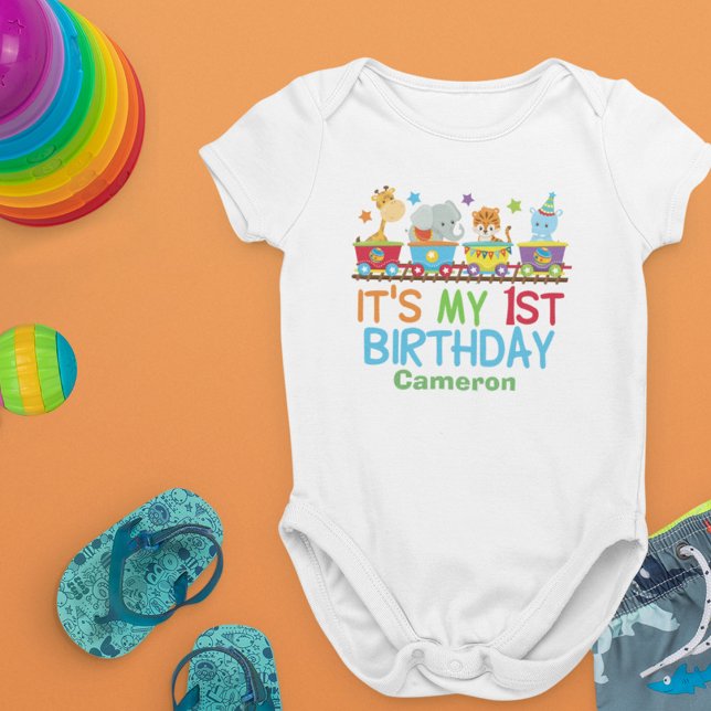 Cute Custom Circus Animal Train Birthday Baby Bodysuit (Creator Uploaded)