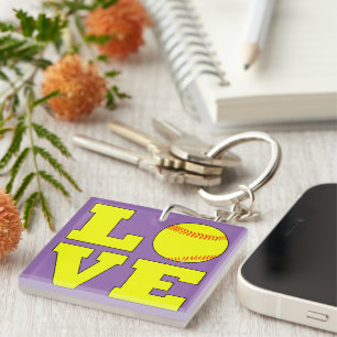 Cute Custom Colour Fastpitch Softball Love Key Ring