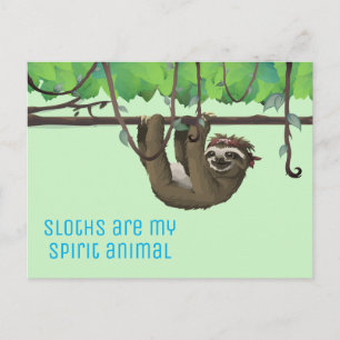 Cute Custom Colour/Text Sloths Are My Spirit Anima Postcard