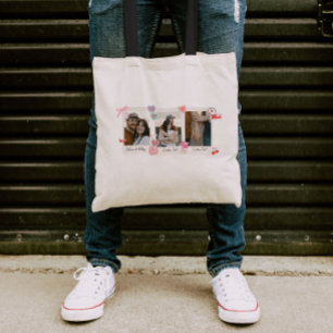 Cute Custom Couple Photos and Text Gift Tote Bag