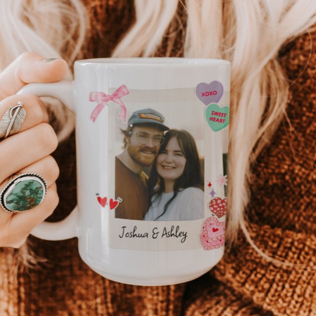 Cute Custom Couple Photos and Text Gift Two-Tone Coffee Mug (Creator Uploaded)