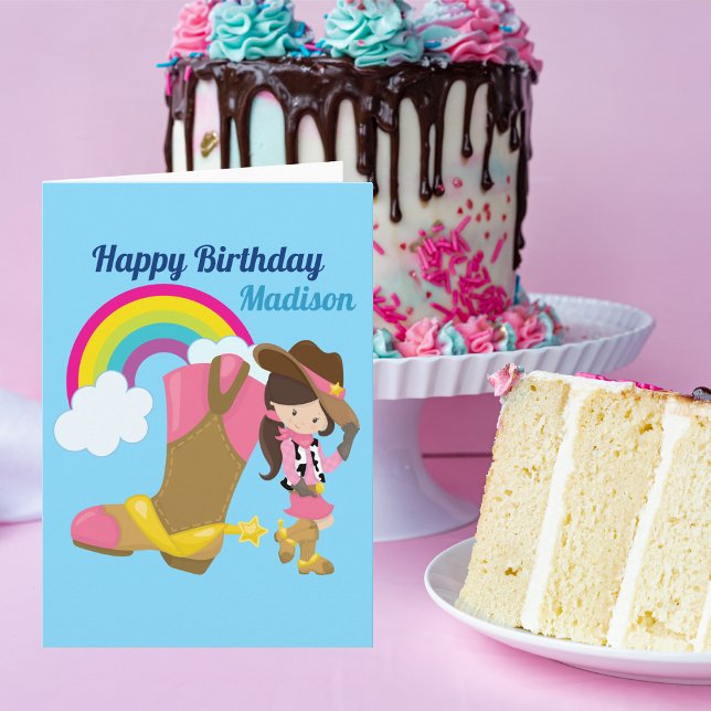 Cute Custom Cowgirl Happy Birthday Card (Creator Uploaded)