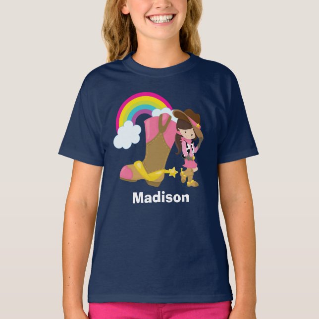 Cute Custom Cowgirl Rodeo Birthday T-Shirt (Front)