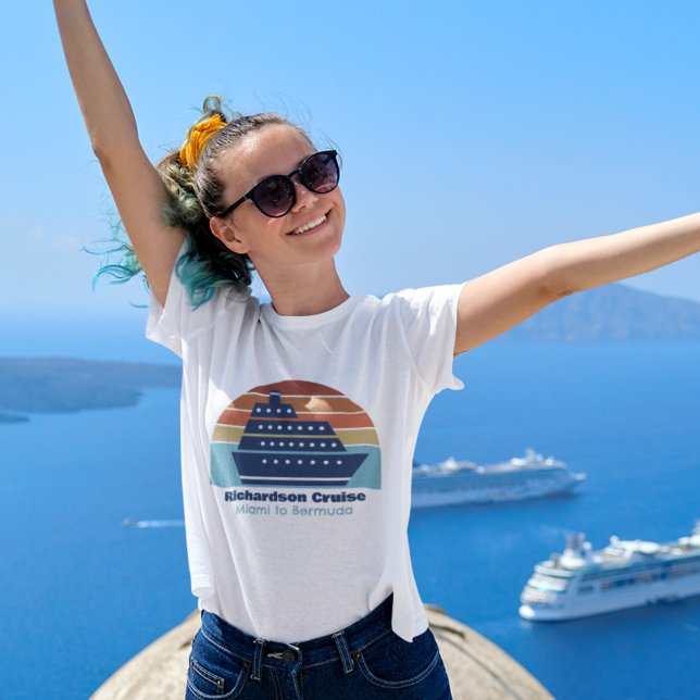 Cute Custom Cruise Ship Family Trip Sunset Women's T-Shirt (Creator Uploaded)