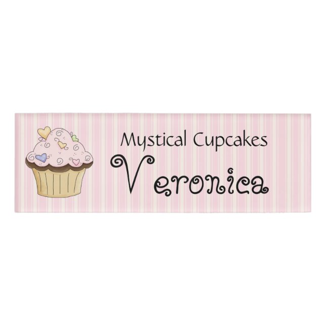 Cute Custom Cupcake Bakery Name Tag (Front)