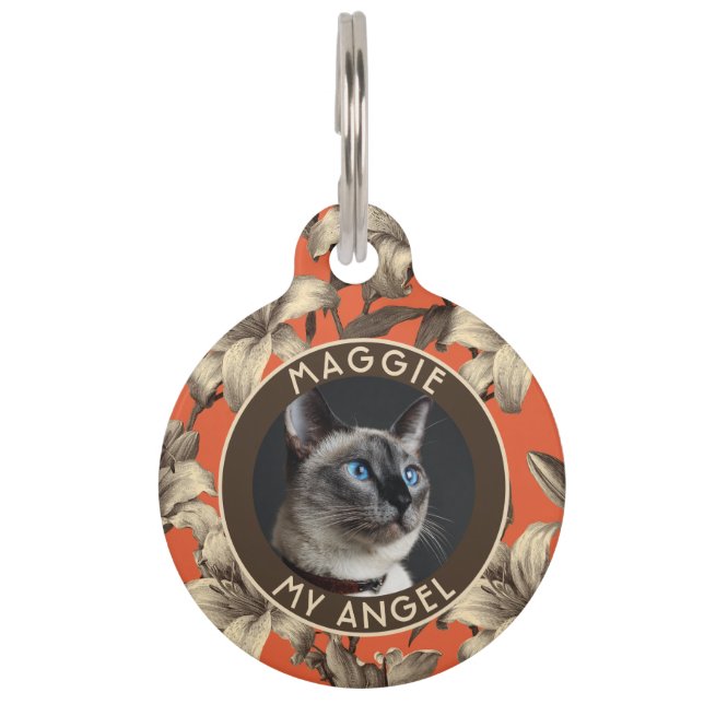 Cute Custom Dog Dad Gift Lilies Pet Tag (Front)