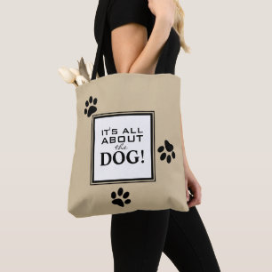 Cute Custom Dog Paw Typography Dog Lover's Tote Bag