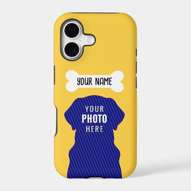 Cute Custom Dog Photo Silhouette & Name Yellow (Back)