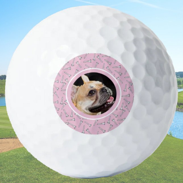 Cute Custom Dog Picture Template Pink Ladies Golf Balls (Creator Uploaded)