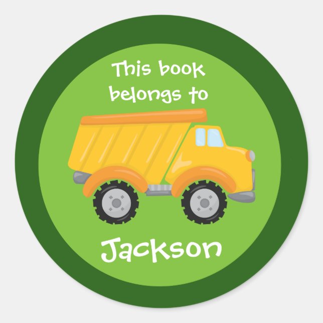 Cute Custom Dump Truck Vehicle Kids Classic Round Sticker (Front)