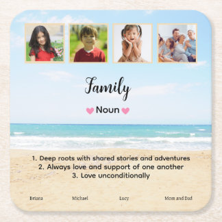 Cute Custom  Family Photo  Square Paper Coaster