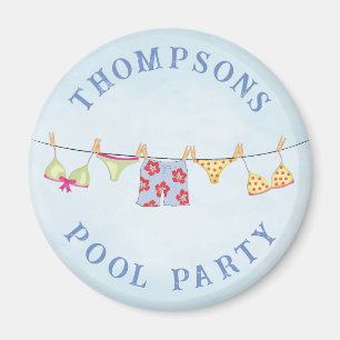 Cute Custom Family Whimsical Pool Party Magnet