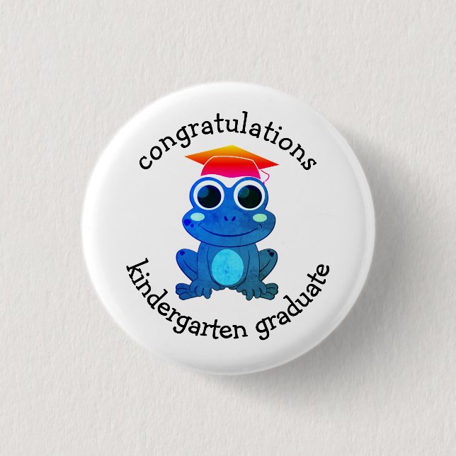Cute Custom Frog Kindergarten Graduation 3 Cm Round Badge (Front)