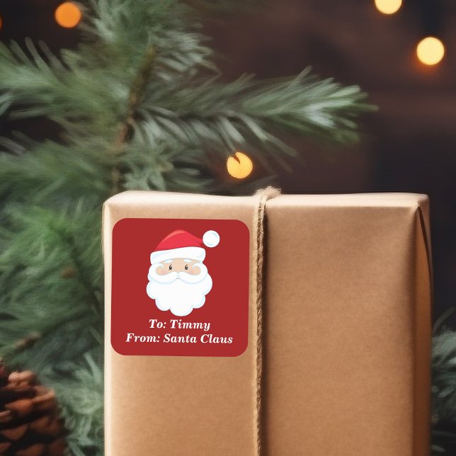 Cute Custom From Santa Claus Red Christmas Gift Square Sticker (Creator Uploaded)