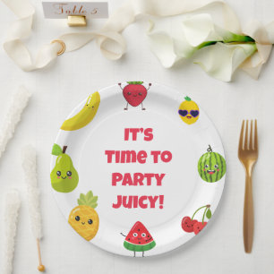 Cute Custom Funny Fruit Kid Birthday Party  Plates
