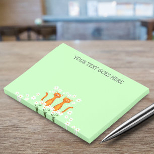 Cute Custom Ginger Floral Green Orange Cat Post-it Notes
